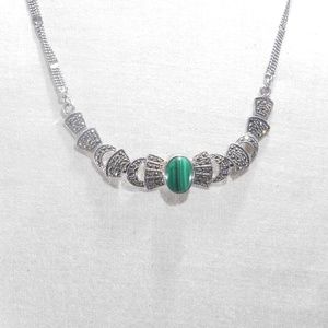 Sterling Silver Green Oval Necklace